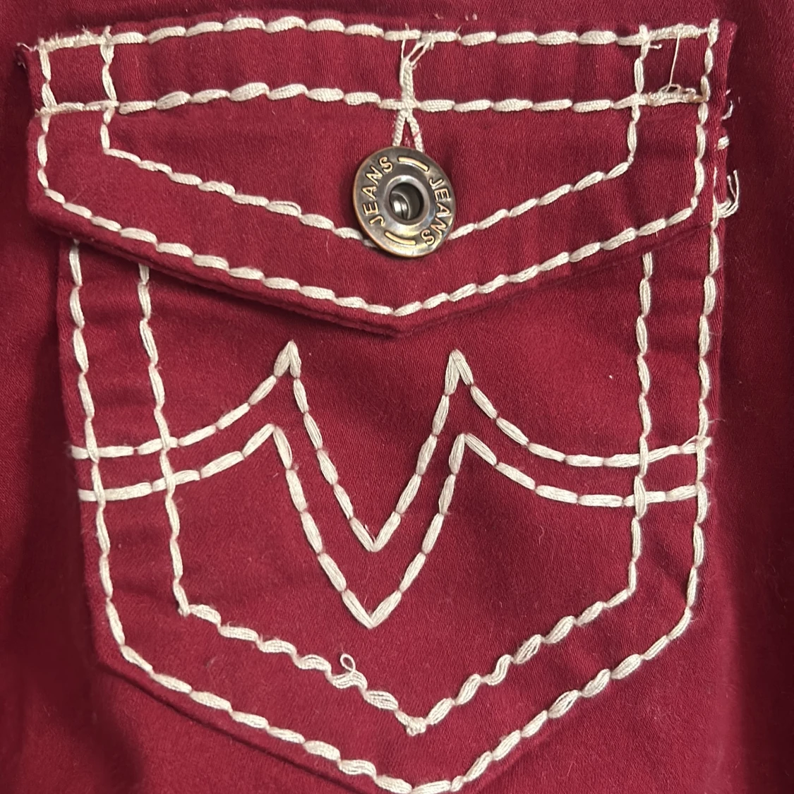 Röda Fashion Denim jeans med kontrastsömmar - 3