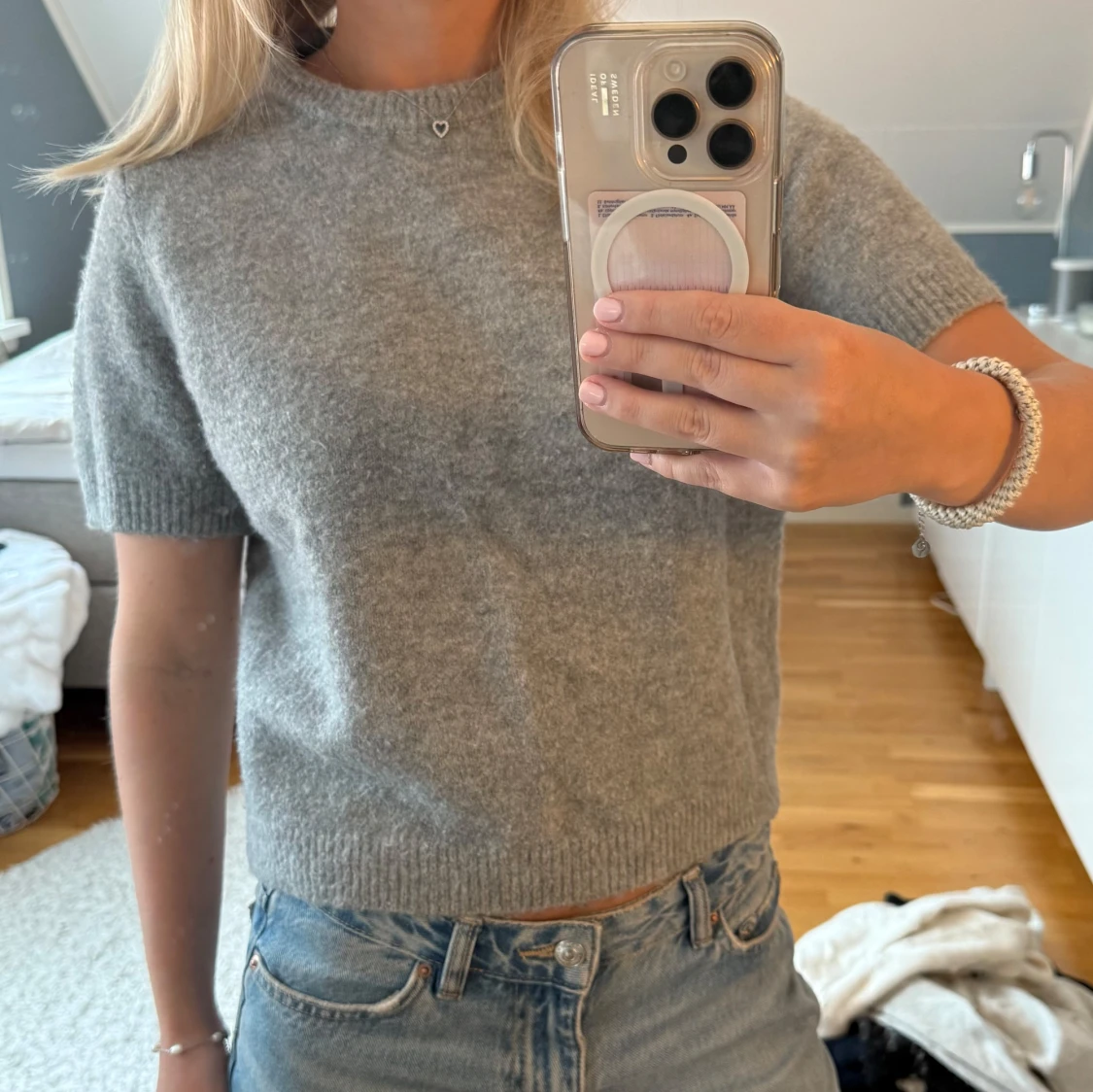 Grå stickad topp från Zara - 1