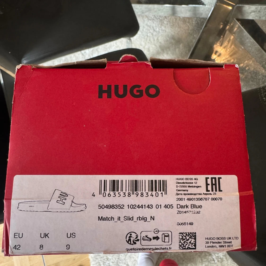 Marinblå badsandaler från Hugo - 4