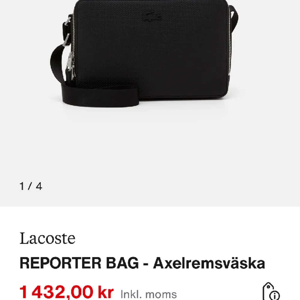 Säljer denna snygga lacoste väska då den inte passade min stil riktigt. pris kan diskuteras!. Väskor.