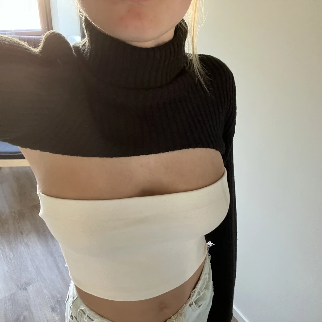 Svart stickad tröja - 90