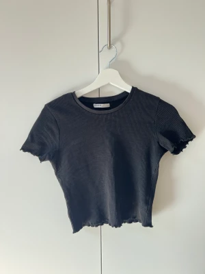 Svart t-shirt - I gott skick, croptop modell! Storlek L - men passar mig som bär storlek S/M 