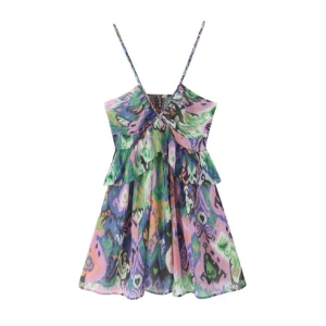 Zara klänning  - Så fin multifärgad klänning med volanger från zara. Slutsåld:) oanvänd i storlek Xs💕