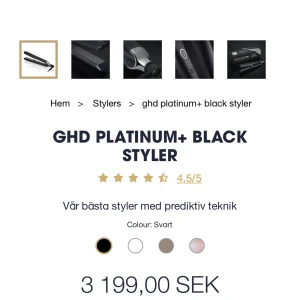 GHD PLATINUM+ BLACK STYLER- plattång  - En ny plattång GHD, fick 2 exakt samma plattång på min födelsedag. Vill gärna sälja ena då jag inte har någon användning av den.   Super bra,  bra skick, plattar håret fint, snabbt. Går utmärkt att locka håret Nypris: 3199 kr från GHD Mitt pris: 1400