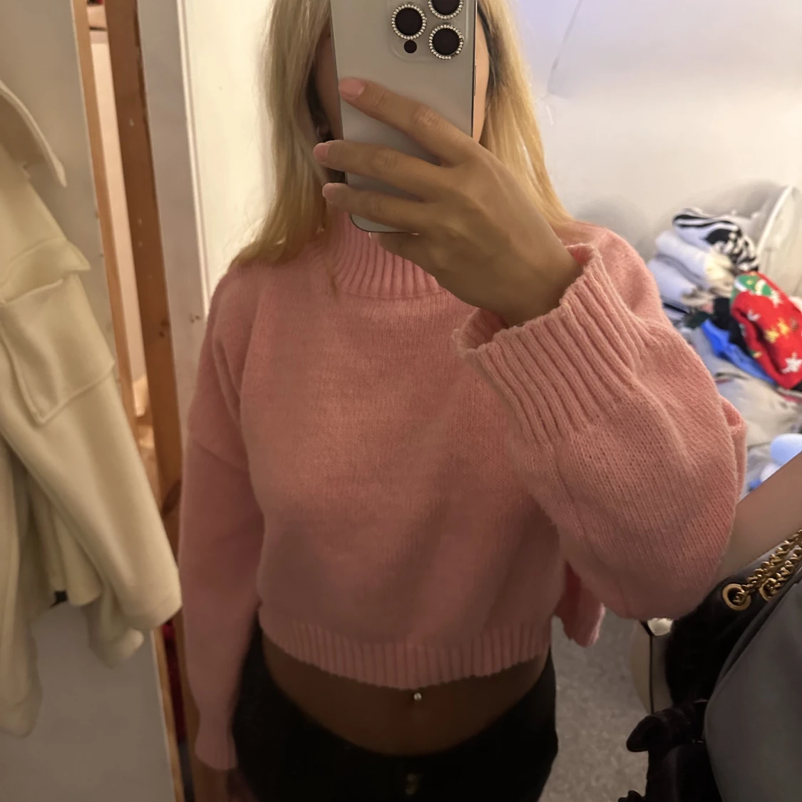 Rosa stickad tröja  - 91