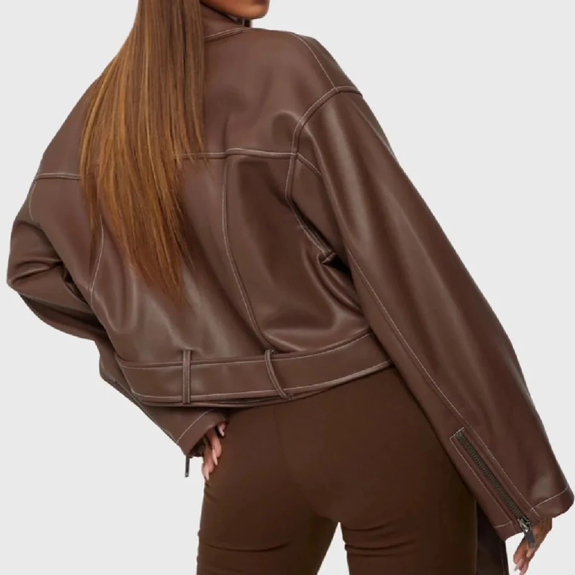 Brun Skinnjacka - 90