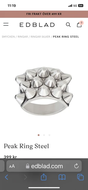 Ring från Edblad peak steel medium 17,5 - Edblads Peak steel ring för 270:-. Medium 17,5 mm
