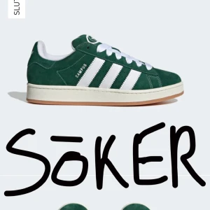 Söker adidas campus 00 - Jag söker ett par adidas campus 00 skor i storlek 38/39. Helst gröna eller svarta. Skriv till mig om ni säljer eller om ni vet vart man kan köpa där de inte är slutsålda