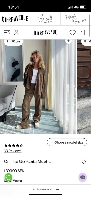 Djerf avenue mocha on the go pants  - Djerf avenue mocha on the go pants i storlek S. Använda ett fåtal gånger, nypris 1399kr. Pris kan diskuteras vid snabb affär 