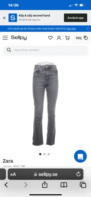 Zara jeans - Säljer dessa jenas då jag har för mycket och behöver bli av med jeans jag ej använder. Dessa är använda 2/3 gånger dvs i väldigt gott skick