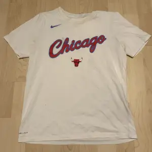 En Nike t-shirt med Chicago bulls tryck. Sitter som en storlek s. Är i bra skick, inga tecken på användning.