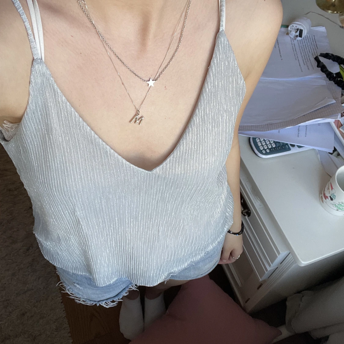 Silvrigt linne zara - 90