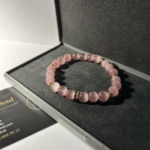 Pärlarmband ”Rosé Stone” - Pärlarmband ”Rosé Stone” med guld detaljer