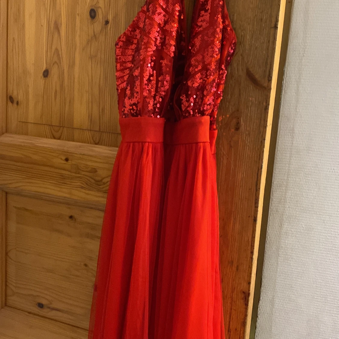 Balklänning röd lång  - 90