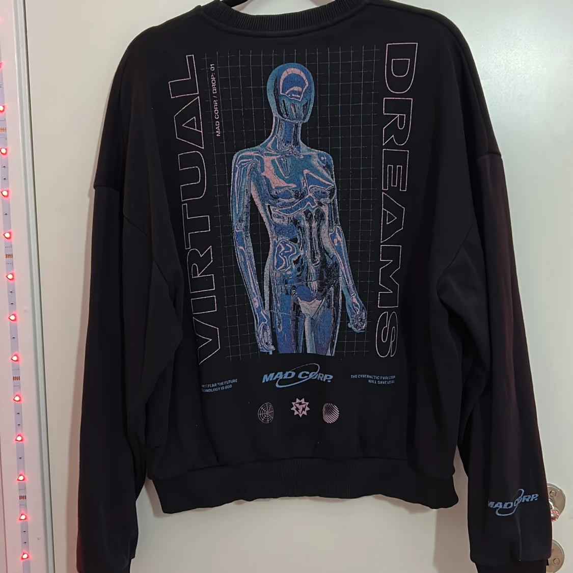 Svart sweatshirt med tryck - 90