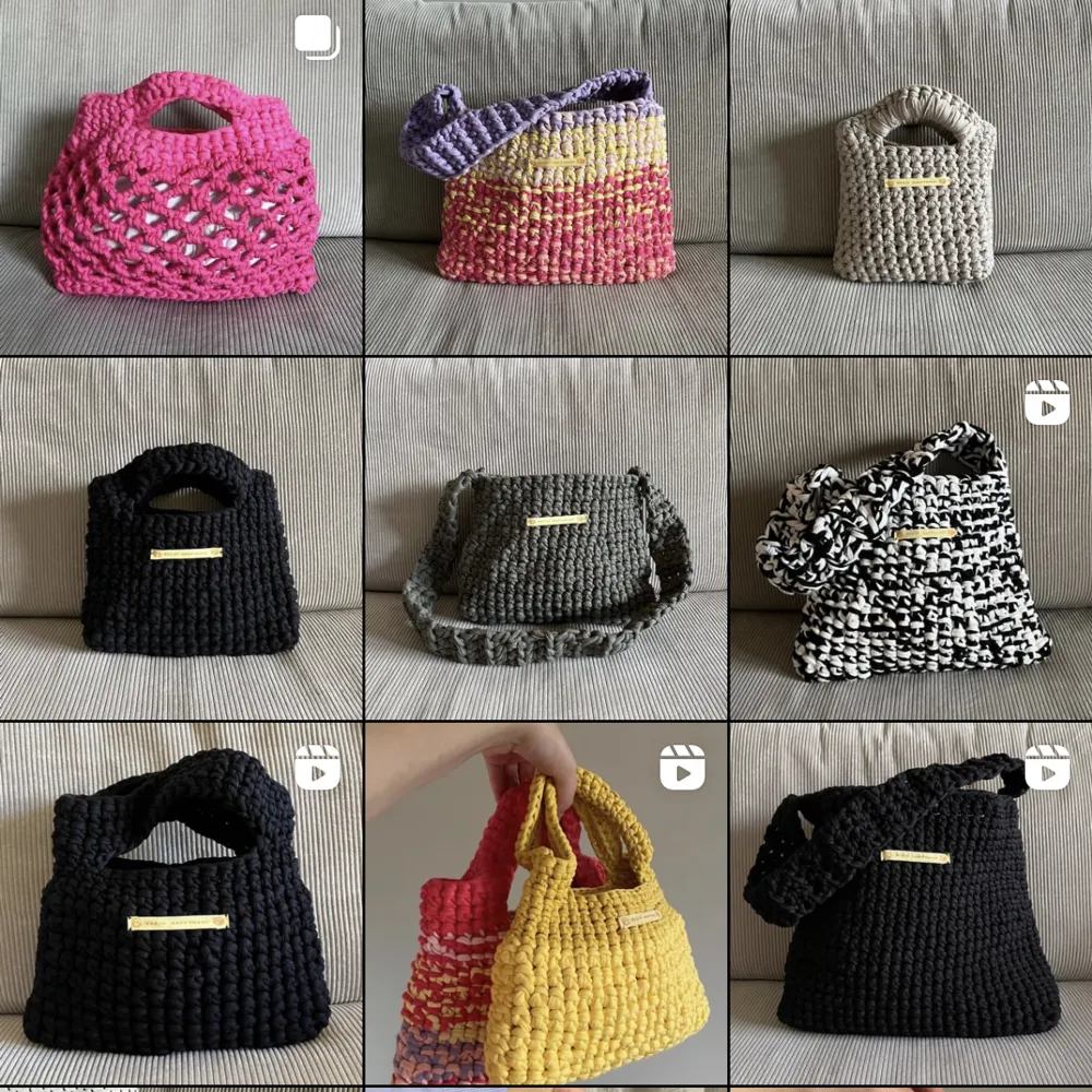Säljer virkade väskor på min instagram @happybagatelier. Väskor.