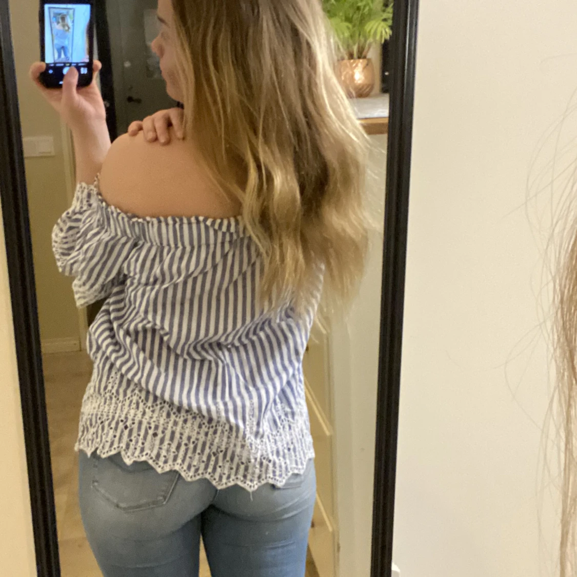 Blå-vitrandig sommartopp  - 90