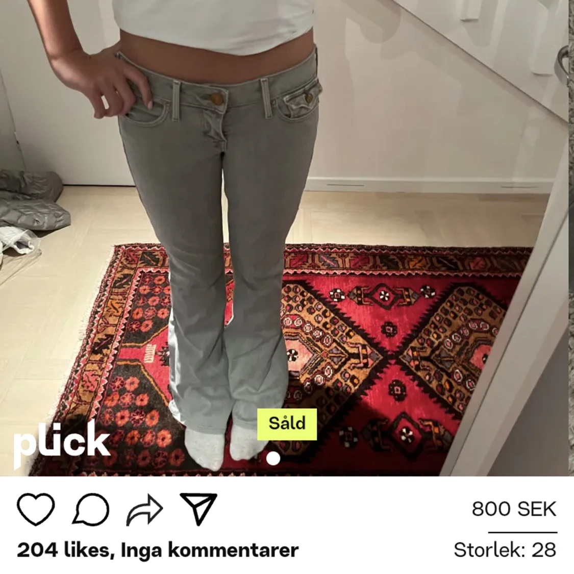 Grå lågmidjade bootcut jeans  - 90