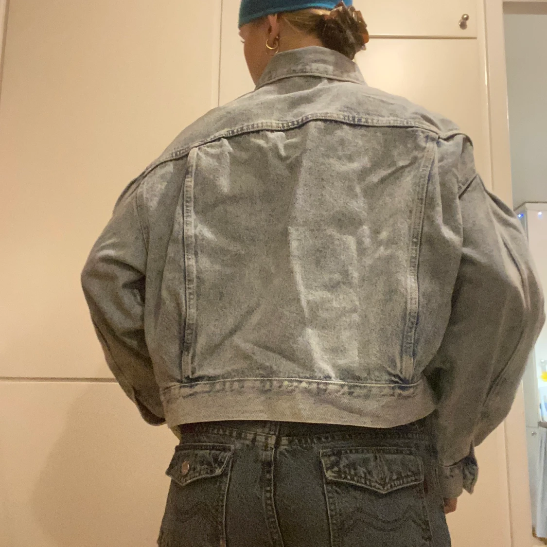 Croppad jeansjacka - 90