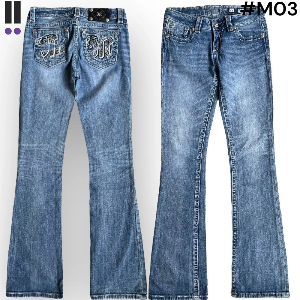 MissMe jeans i model Boot 💜 Tag 27W 💜Midja (rakt över) 35cm 💜 Innerben 83cm 💜 Ytterben 107cm 💜 Benöppning 21cm 💜 En plupp saknas på baktagen 💜Våra mått blir W=27 och L=32 💜 Men jämför alltid måtten med ett par jeans som sitter bra 💜. Jeans & Byxor.