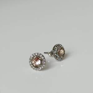 Så vackra örhängen från Lily & Rose. Det är de silvriga med diamanter och ljus rosa i mitten. Knappt använda, så de är i nyskick🩷