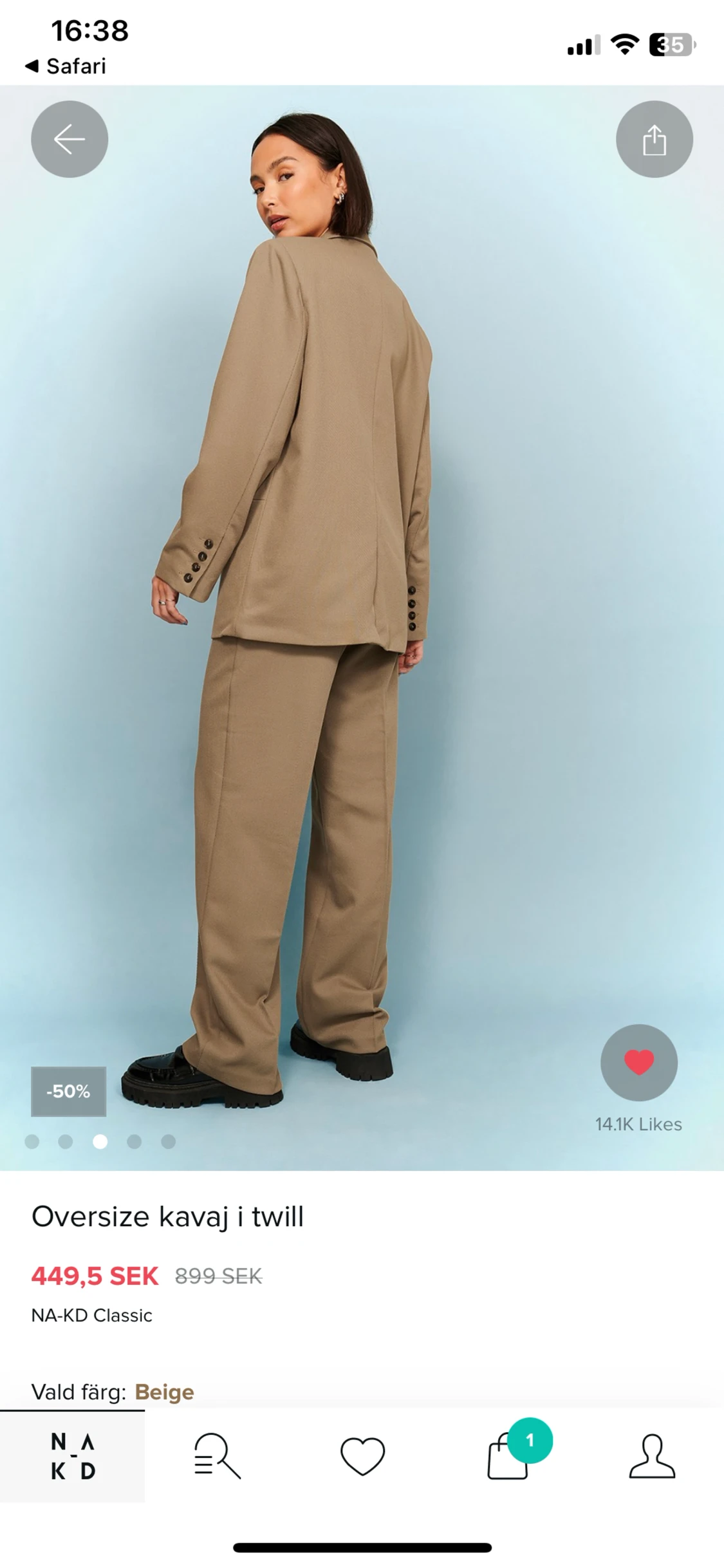 Nakd översize kavaj Brun/beige/greige  - 90