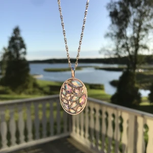 Vackert halsbandshänge  - Vackert halsbandshänge av äkta silverplättreing omfattning och strasspärlor. Handgjort och nytt. Kontakta gärna vid frågor, köpare står för frakt. Har också andra smycken på min profil.