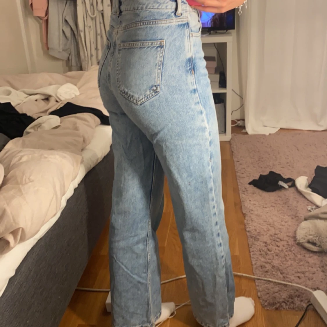 Blåa högmidjade jeans - 90