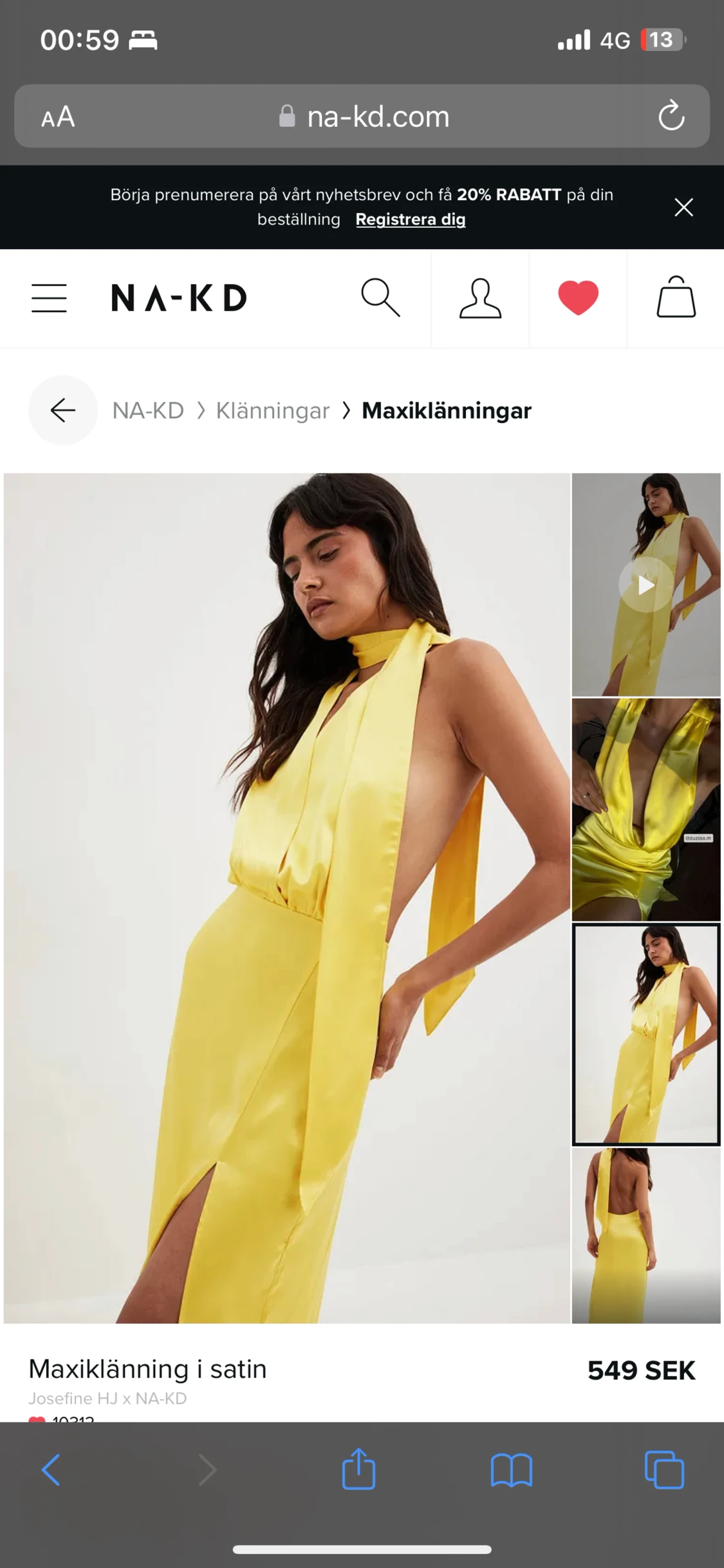 Maxiklänning satin från nakd stl 36 - 90