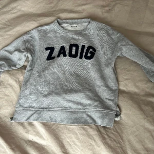 Zadig Voltaire grå sweatshirt  - Grå sweatshirt i storlek xxs. Passar storlek 146. I fint skick! En liten gul prick som är någon mm. Se bild, ingen man tänker på men den finns där. Därav priset!