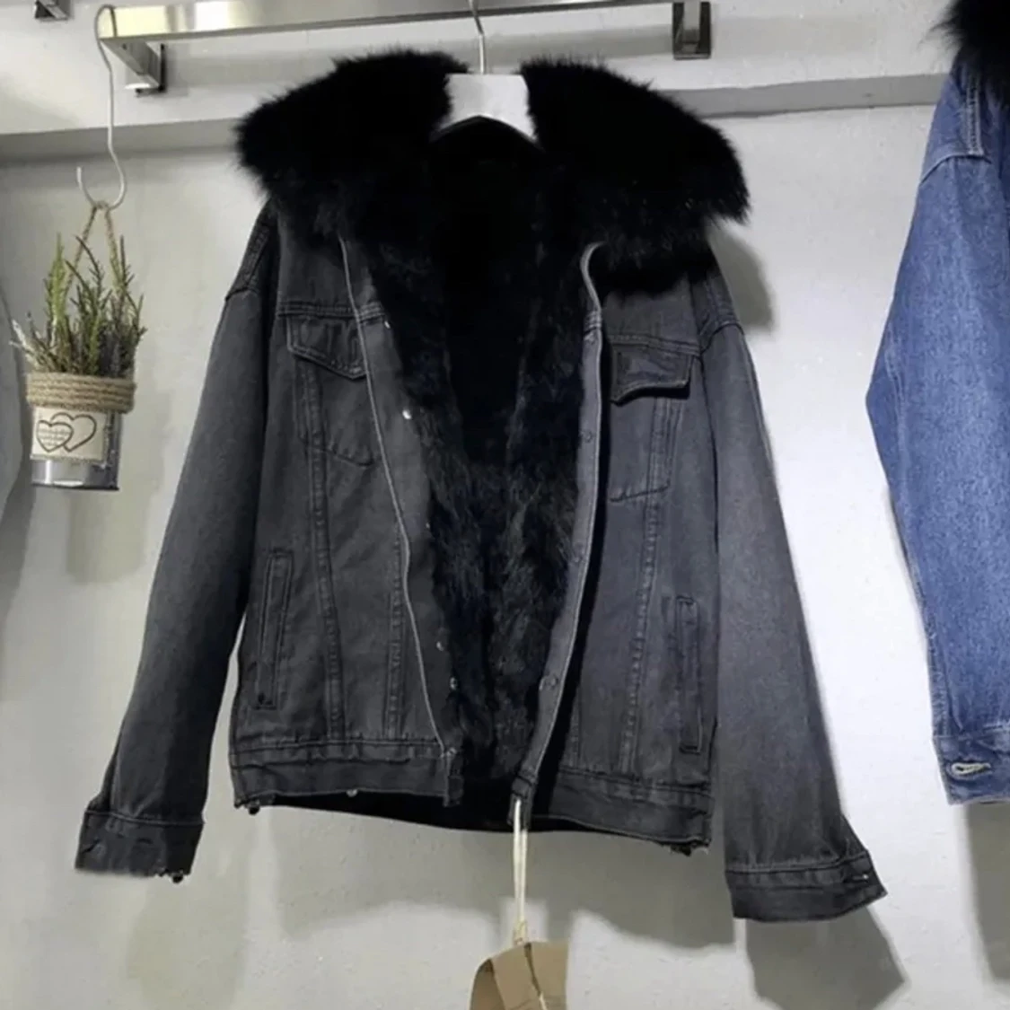 Jeansjacka med päls