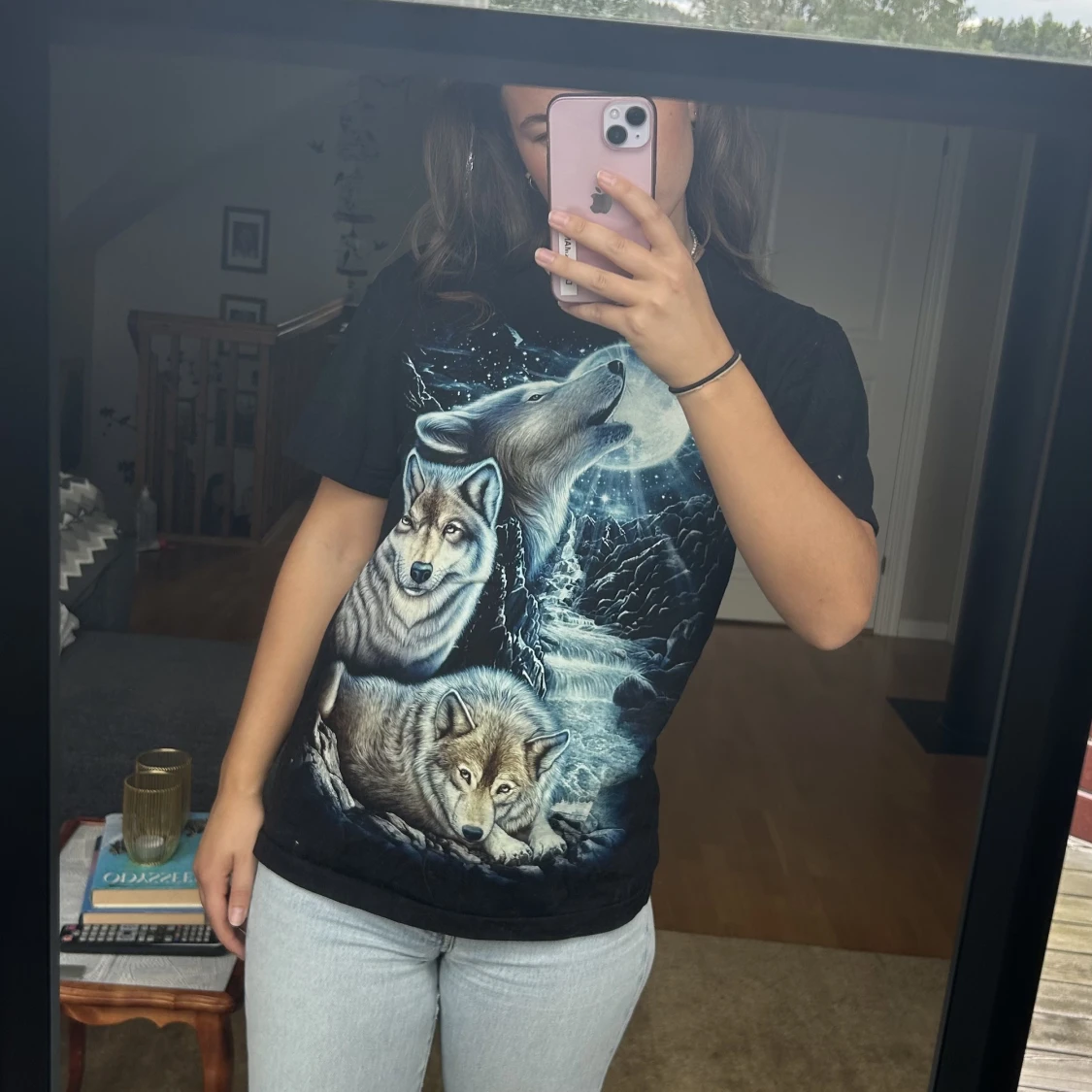 T-shirt med vargmotiv  - 91