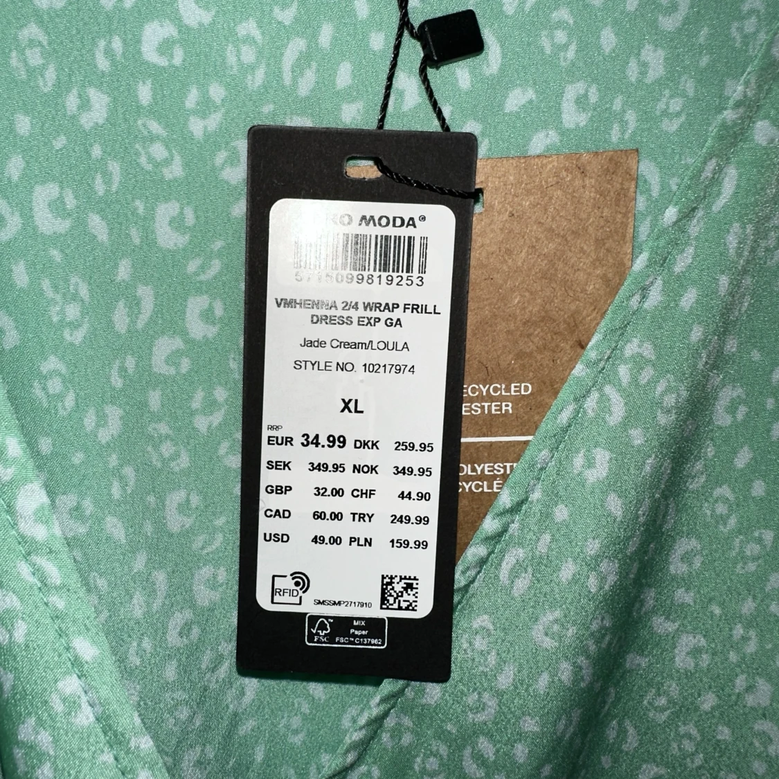 Grön omlottklänning leopardmönster - 90