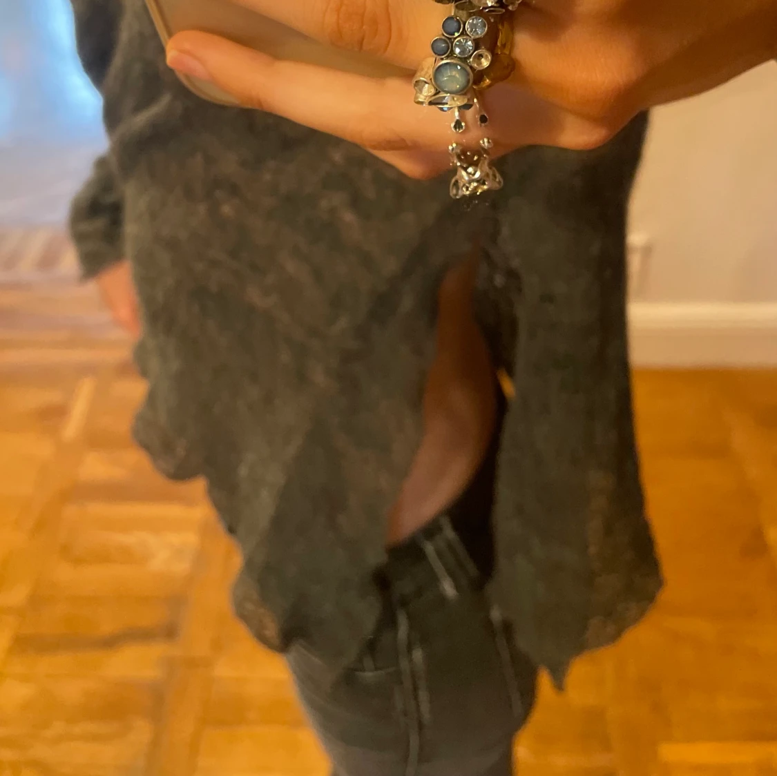 Fin stickad grå tröja - 90