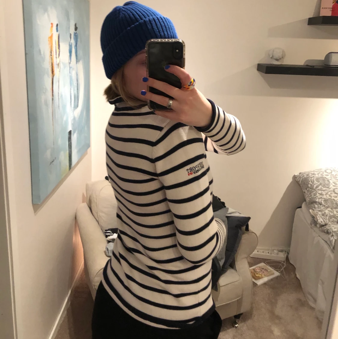 Randig zip tröja, strl 36 - 90