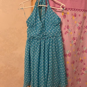Polkadot klänning  - Super fin klänning. Hängt i garderoben i typ 3 år då jag egentligen vill ha kvar den men jag får inte längre plats i den då tuttarna blivit för stora 😅. Hund finns i hemmet.