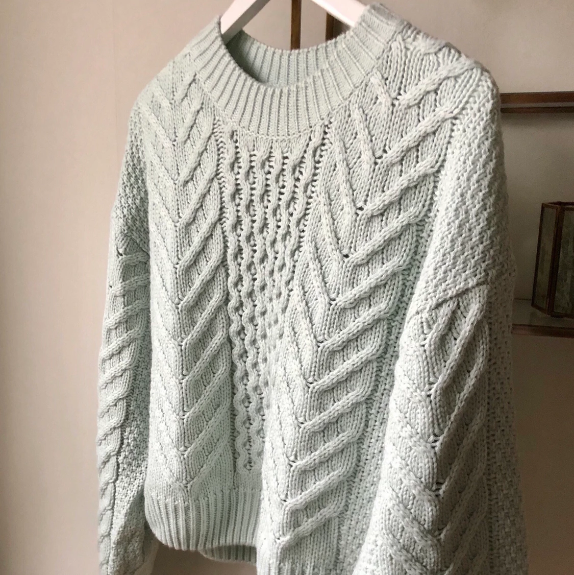Pastellblå stickad tröja - 43