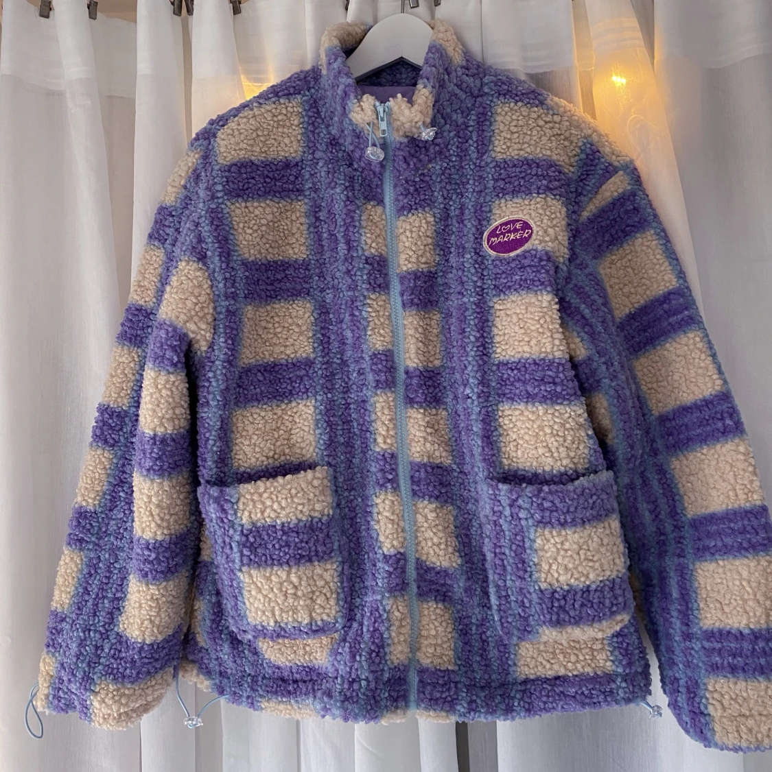 Teddy jacka rutig, helt ny