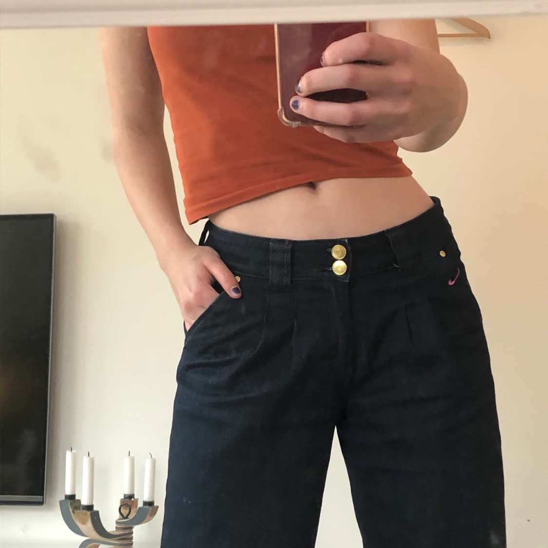 Långa lowwaist jeans 26
