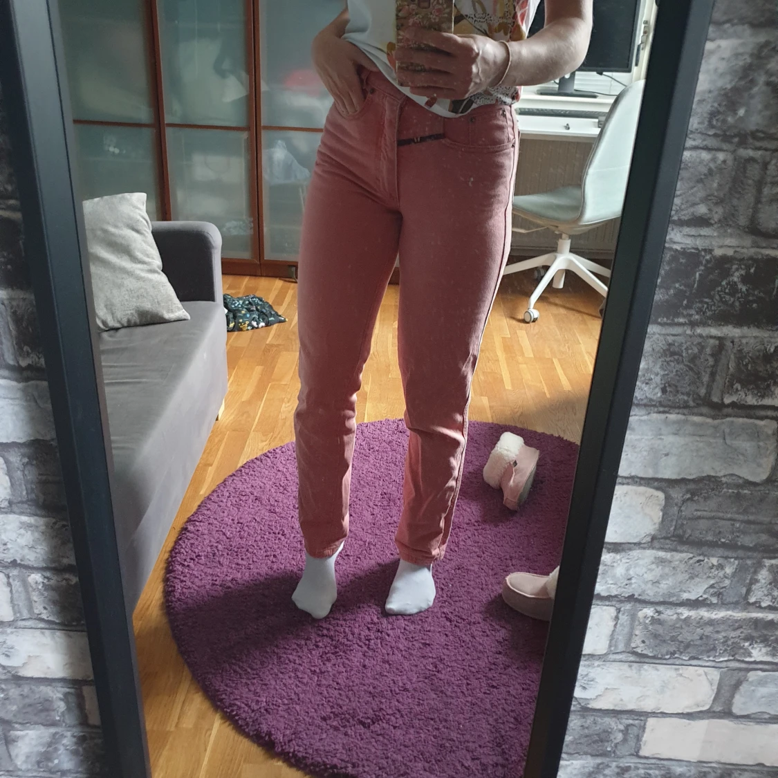 Supersöta laxrosa jeans - 91