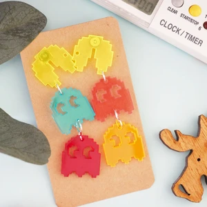 Pac Man earrings  - Earrings made of resin, pvc - light weight- colorful 