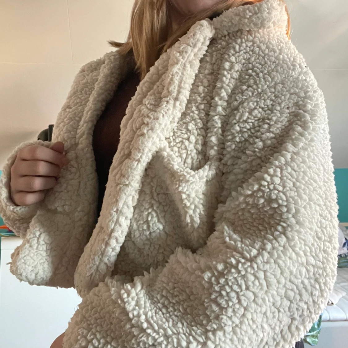 Vit Teddy jacka strl S