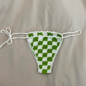 Crocheted bikini bottom green white new - New, shein, fit 36 and 38, crocheted, green, white, cute