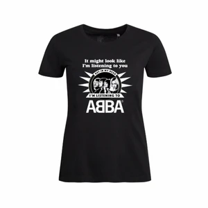 ABBA tshirt xs officiell merch  - Tshirt från ABBA museet i storlek XS i girlie modell. Skulle säga att den passar en S också. Sparsamt använd kostar nypris 279 kr på ABBA museum som är stängt för tillfället. Sparsamt använd!