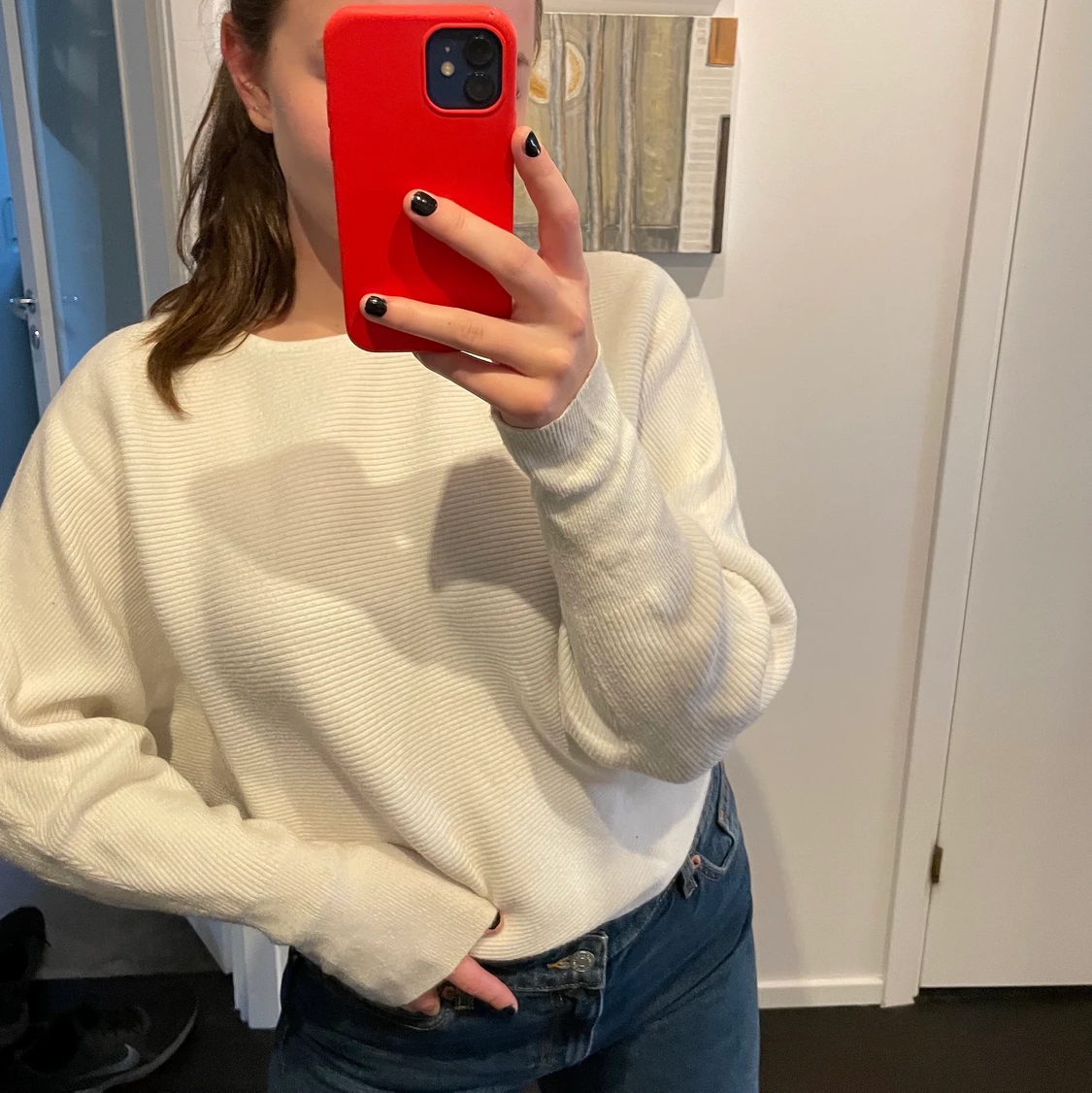 Mysig vit tröja  - 90
