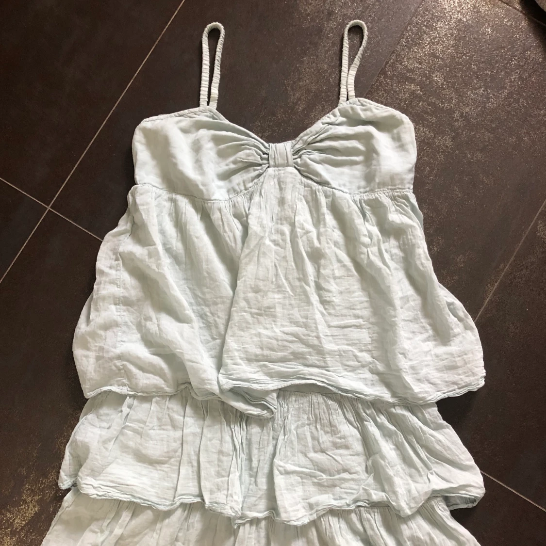 Turkos sommarklänning klänning bomull S M - 90