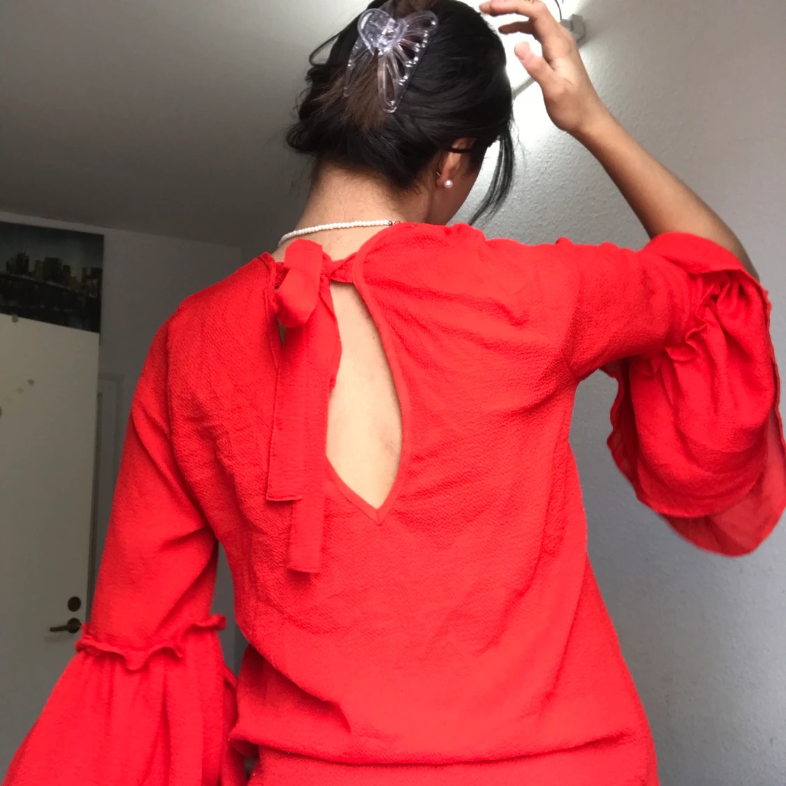 Röd topp med volanger  - 90