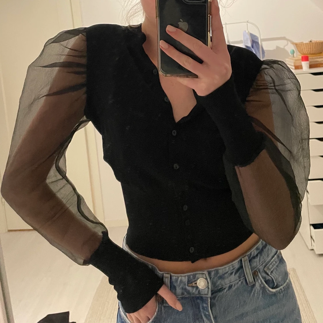 Långärmad festtopp med mesh ifrån Zara - 91