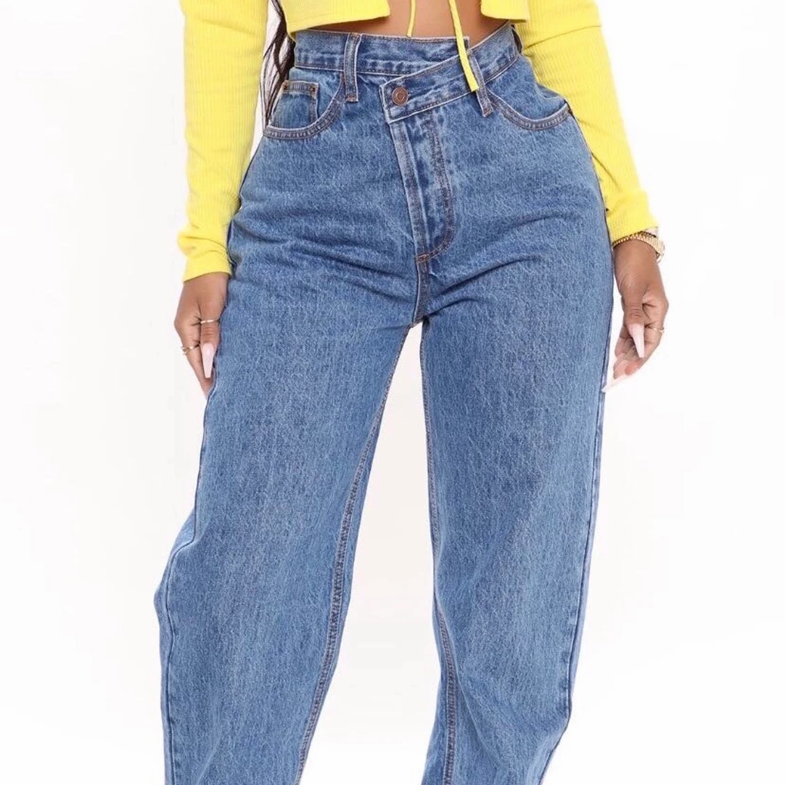 Skit snygga jeans med crossover knapp - 91