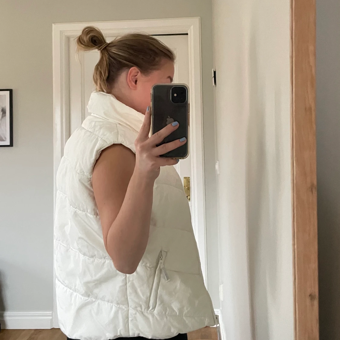 Vit/krämvit dun/fjäder väst - 91